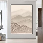 levne Krajinomalby-3d velká béžová texturovaná olejomalba ruční abstraktní plátno umění olejomalba velká malba wabisabi nástěnná malba tlustá texturovaná akrylová horská malba krajiny olejomalba
