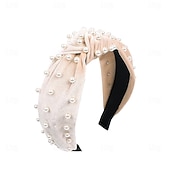 abordables Accessoires de coiffure-bandeaux de perles pour femmes, bandeau de perles antidérapants, larges nœuds supérieurs, bandeau noir, blanc, or rose avec perles, accessoires de cheveux pour femmes et filles, cadeaux quotidiens de
