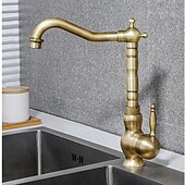 お買い得  キッチン用水栓金具-水栓 - シングルハンドルつの穴 電気メッキ プルアウト / プルダウン センターセット レトリ／ヴィンテージ Kitchen Taps