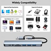 cheap USB Hubs-4/7/8 In 1 USB3.0 Type C Extender Hub Docking Station Multi USB Splitter Multiport Adapter USB 3.0 2.0 TF SD Reader Slot For for Mac Pro Mini iPad Pro Surface Pro lash Drive Mobile HDD