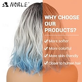 voordelige Synthetische trendy pruiken-blauwe pruik met pony korte bob gekrulde pruiken voor witte vrouwen kleurrijke golvende bob pruiken met pony hittebestendige synthetische zilver blauwe pruiken voor dagelijks feest cosplay kostuum