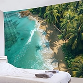 Недорогие Тапестри́ на океа́нском пляже-Пляжный остров, подвесной гобелен, настенное искусство, большой гобелен, фреска, декор, фотография, фон, одеяло, занавеска, украшение для дома, спальни, гостиной