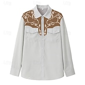 Χαμηλού Κόστους ανδρικά πουκάμισα γουέστερν-Ανδρικά Cowboy Δυτικό πουκάμισο Πουκάμισο με κουμπιά Πουκάμισο καουμπόη Μακρυμάνικο Βίντατζ δυτικό στυλ ΕΞΩΤΕΡΙΚΟΥ ΧΩΡΟΥ Δρόμος Καθημερινά Φθινόπωρο &amp; Χειμώνας 3D εκτύπωση Μπροστινή τσέπη