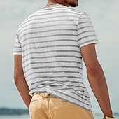 お買い得  メンズカジュアルTシャツ-男性用 Tシャツ 半袖シャツ ティートップ 半袖 クルーネック 春夏 ストライプ ファッション デザイナー ベーシック セクシー バケーション ストリート お出かけ ブラック ルビーレッド ネイビーブルー メンズトップTシャツ