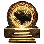 cheap Light Up Toys-Atlantis Stargate Mirror LED Night Light Star Gate 3D Time Tunnel Ring Mirror Movie Replica Model Cospaly Halloween Party Prop Resin Collectable Toy Home Decor Ornament Gift