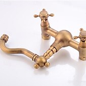 abordables Robinets de lavabo-Robinet lavabo - Rotatif / Classique Laiton Antique Montage Extérieur Mitigeur deux trousBath Taps