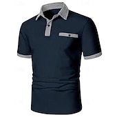 economico Polo classica da uomo-Per uomo Camicia da golf Golf polo da golf Ufficio Informale Bavero Manica corta Essenziale Moderno Color Block Pied-de-poule Collage Primavera estate Standard Nero Bianco Rosso Blu marino Blu Beige