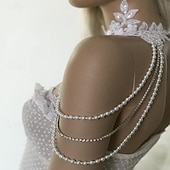 abordables Boléros de Mariage-Wraps de mariée Elégant Sans Manches Polyester Boléros de Mariage Avec Imitation Perle Pour Mariage Eté