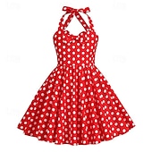 levne Šaty-Retro 50. léta Rockabilly Šaty Houpací šaty Puntíky Dívčí Karneval Plesová maškaráda Denní nošení loučení se svobodou nevěsty Dětské Šaty
