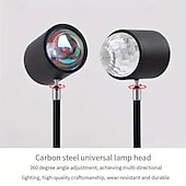 economico Lampada proiettore tramonto-lampada da notte a led con effetto increspatura dell&#039;acqua, atmosfera rgb con telecomando, proiezione arcobaleno al tramonto per soggiorno, camera da letto, comodino, doppia testa, lampada da tavolo moderna 1 pz