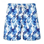 abordables Impresión del océano-Hombre Rociar Pantalones de Natación Pantalones de Surf Bañador largo Media cintura Vacaciones Hawaiano Estilo centro turístico Vacaciones Festivos Playa Correa con forro de malla Cintura elástica