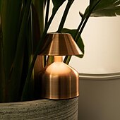 economico Lampade da tavolo-Lampada da tavolo a forma di fungo da 5,5&quot; in metallo ricaricabile con lampada da scrivania per atmosfera da camera da letto interna con regolazione a 3 colori