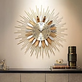 levne kovová dekorace na zeď-velké nástěnné hodiny kovové dekorativní 58cm tarburst nástěnné hodiny, moderní tiché nástěnné hodiny, nástroje z poloviny století satelitní kovové nástěnné hodiny, velká starburst dekorace pro