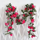 abordables Monsieur et Madame Mariage-fleurs simulées fleurs artificielles fleurs en soie vigne vignes climatisation conduites d&#039;eau arches de mariage décorations sinueuses rose vignes