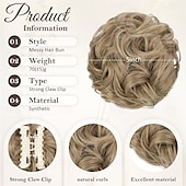 abordables Chignons-extensions de chignon de cheveux en désordre ondulés bouclés pince à griffes chignon en désordre morceaux de cheveux blonde faits saillants extension de chignon en désordre clip en griffe chignon