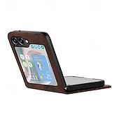 Недорогие Чехлы для Samsung-телефон Кейс для Назначение SSamsung Galaxy Z Flip 5 Z Flip 4 Z Flip 3 Откидная крышка Защита от удара Ретро ПК Кожа PU