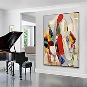 preiswerte Abstrakte Gemälde-Buntes Gemälde auf Leinwand, handgemalt, moderne abstrakte Kunst, Acrylgemälde, handgemalte Wandkunst, abstraktes Messergemälde, übergroße Wandkunst auf Leinwand, große Wandkunstgemälde