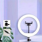 お買い得  リングライト-10インチ 26cm フィルライト、三脚付きライブブロードキャストリングライト、自撮り写真と美しさのための10の明るさレベル