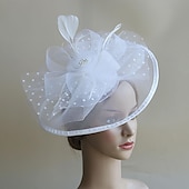 billige Bryllupshodeplagg-fascinators Hatter Hodeplagg organza Fedora Solhatt Topplue Hesteløp cocktail Elegant Årgang Med Fjær Sløyfer Hodeplagg Hodeplagg