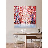 voordelige Schilderijen van landschappen-met de hand geschilderd abstract landschap schilderij op canvas 3D-getextureerde muurkunst muurdecor woonkamer zachte kleur getextureerde bloemlandschap roze olieverfschilderij muurkunst lentedecor