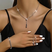 ieftine Seturi de Bijuterii-Seturi de bijuterii 4 buc Ștras Aliaj Cercei Coliere Brățări Pentru femei Elegant Epocă Modă Geometric Geometric Shape Set de bijuterii Pentru Nuntă Aniversare Invitat la nunta