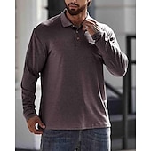 preiswerte Klassisches Poloshirt für Herren-Herren Poloshirt aus Baumwolle Golfhemd Arbeit Casual Kargen Langarm Basic Modern Glatt Taste Tasche Frühling &amp; Herbst Regular Fit Dunkelrot Wein Aprikose Dunkelgrau Wasserblau Schwarz Poloshirt aus