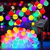 abordables Guirlandes solaires-Guirlande lumineuse solaire à LED, 8 modes d&#039;éclairage, 30/50/100 LED, lumières imperméables extérieures pour vacances, cour, pelouse, jardin, balcon, mariage, camping, décoration de fête