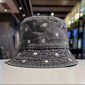 ieftine Pălării Late Damă-Pentru femei Pălărie Clop Palarie de soare Portabil Protecție Solară În aer liber Zilnic Sfârșit de săptămână Brodată Margaretă