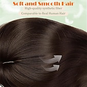 baratos Franjas-Topper de cabelo de 14 polegadas para mulheres com cabelos ralos, perucas toppers para cabelos ralos com franja, cobertura de base grande, topper de cabelo sintético, prendedores de cabelo, marrom
