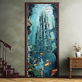 levne Garážové a dveřní bannery-podvodní jeskyně dveřní kryty dveří gobelín dveřní záclona dekorace pozadí dveřní prapor pro přední dveře statek dovolená party dekor zásoby