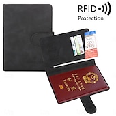 cheap Storage &amp; Organization-Women Men RFID Vintage Business Passport Covers Holder Multi-Function ID Bank Card PU Leather Wallet Case Travel Accessories