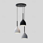 economico Luci a sospensione-Lampada a sospensione a forma di lacrima in metallo 3 lampadine illuminazione a soffitto da pranzo con baldacchino lineare in nero lampadario per sala da pranzo, soggiorno, isola cucina luci sospese