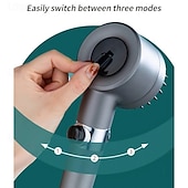 economico Gadget bagno-Soffione doccia portatile pressurizzato nero da 1 pezzo, soffione doccia con uscita acqua regolabile in 3 modalità, soffione doccia massaggiante rotondo, hardware per il bagno, accessori per il bagno