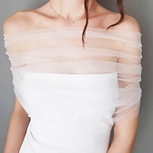 voordelige Bruiloftsomslagen-Damesomslag Bruids Wraps Elegant Romantisch Mouwloos Tule Bruiloftsomslagen Met Pure Kleur Voor Bruiloft Zomer