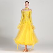 abordables Tenues de danse de salon-Danse de Salon Robe Strass Tulle Femme Utilisation manche longue Polyester