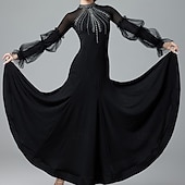 abordables Salle de Bal Standard-Danse latine Danse de Salon Robe Cristaux / Stras Femme Utilisation Usage quotidien manche longue Coton cristal