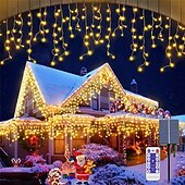 זול מופעל באמצעות אנרגיה סולארית-4m 13ft led סולארי מחרוזת נטיף אורות עמיד למים חתונה קישוט אורות מחרוזת וילון לחדר שינה פטיו חצר גן מסיבת חתונה