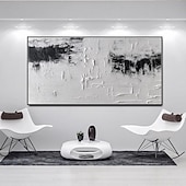 preiswerte Abstrakte Gemälde-Handgefertigtes Ölgemälde auf Leinwand, Wandkunst, Dekoration, schwarz-weiß, modernes, einfaches, handgemaltes, abstraktes, dekoratives Bild für Zuhause, Wohnzimmer, gerolltes, rahmenloses,
