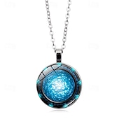 abordables Articles de fête-Collier pendentif stargate atlantis time pour femmes, cent bijoux d&#039;appariement, chaîne de pull rétro