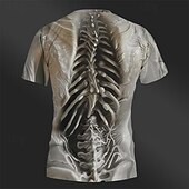 Men's Graphic Skeleton T Shirt Tee Top Short Sleeve T shirt 3D Print Crew Neck Shirt Daily Designer Retro Vintage Sports Outdoor Holiday Going out Black Brown Khaki Spring & Summer Clothing Apparel S 9