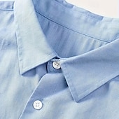 economico Casual da lavoro-Per uomo Camicia in cotone e lino Semplice Vacanza Nero Bianco Vino Azzurro cielo Manica Lunga Bavero Abbigliamento