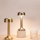 cheap Table Lamps-Rechargeable Metal Table Lamp Mushroom Shaped with 3-color Dimming Indoor Bedroom Living Room Atmosphere Desk Lamp USB Rechargeable