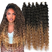 levne Clip in Extensions-latinskoamerické háčkované vlasy 14 palců 18 palců 22 palců 6ks / balení havajská kudrna hluboké vlnění háčkované vlasy ocean wave syntetické vlasy cop háčkování prodlužování vlasů