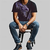 cheap Animal Print T shirts-Men&#039;s Graphic Dragon T shirt Short Sleeve T shirt 3D Print Crew Neck Shirt Designer Casual Street Style Sports Outdoor Holiday Going out Black Purple Spring &amp; Summer Clothing Apparel S M L XL 2XL 3XL