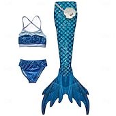 economico Costume da bagno a sirena-Bambino Da ragazza Tre pezzi Costume da bagno da sirena Costumi da bagno Esterno Bilance Costumi da bagno 2-12 anni Estate Bianco Giallo
