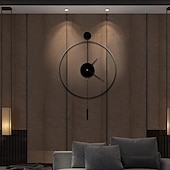 cheap Wall Accents-Classical Large Wall Clock with Pendulum Decorative Art Clocks Round Minimalist Modern Clock Non Ticking Silent Metal Wall Clock for Living Room Bedroom Study Office Decoration 50 60 cm