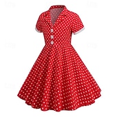 cheap Dresses-1950s Retro Vintage Rockabilly Dress Flare Dress Polka dots Fancy Dress Girls' Christmas Halloween Carnival Prom Event / Party Cocktail Party Kid's Dress Homecoming Dresses