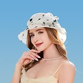 preiswerte Partyhut-Hüte Organza Tee-Party Kentucky Derby Elegant Mit Blumig Kopfschmuck Kopfbedeckung