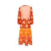 abordables robe décontractée imprimée-robe midi à fleurs et franges à col en V
