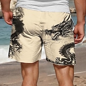 baratos Animais &amp; Aves-Homens Dragão Calção Justo de Natação Shorts de Natação Bermuda de Surf Cintura Média Férias Havaiana Estilo resort Férias Feriado Praia Com Cordão com forro de malha Cintura elástica Designer Roupa